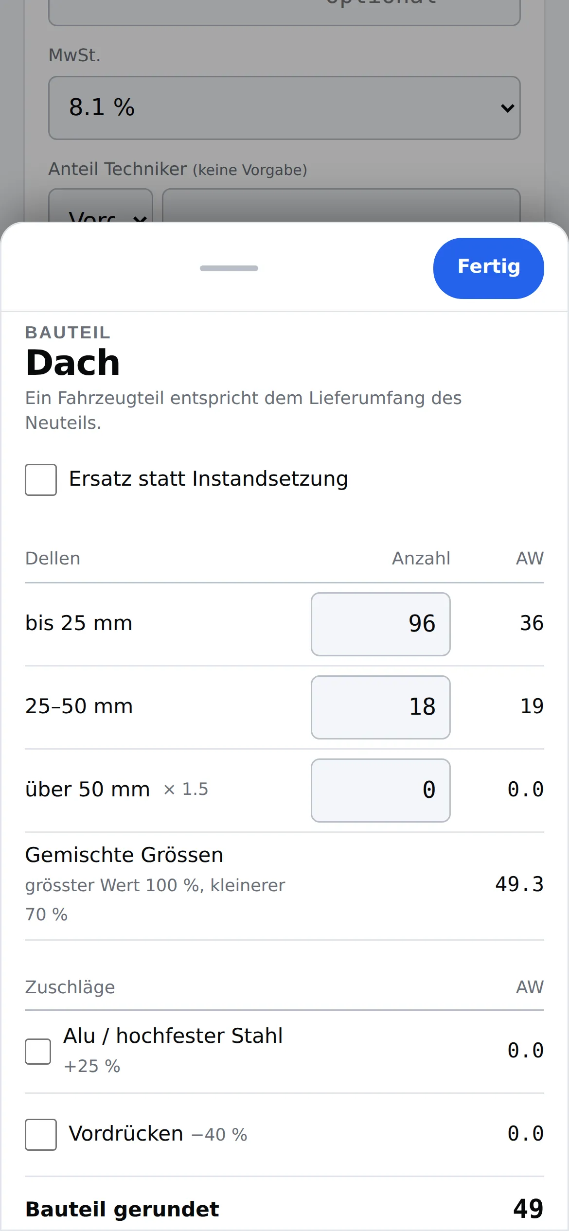 Easy PDR auf dem Handy: Dellen pro Bauteil erfassen